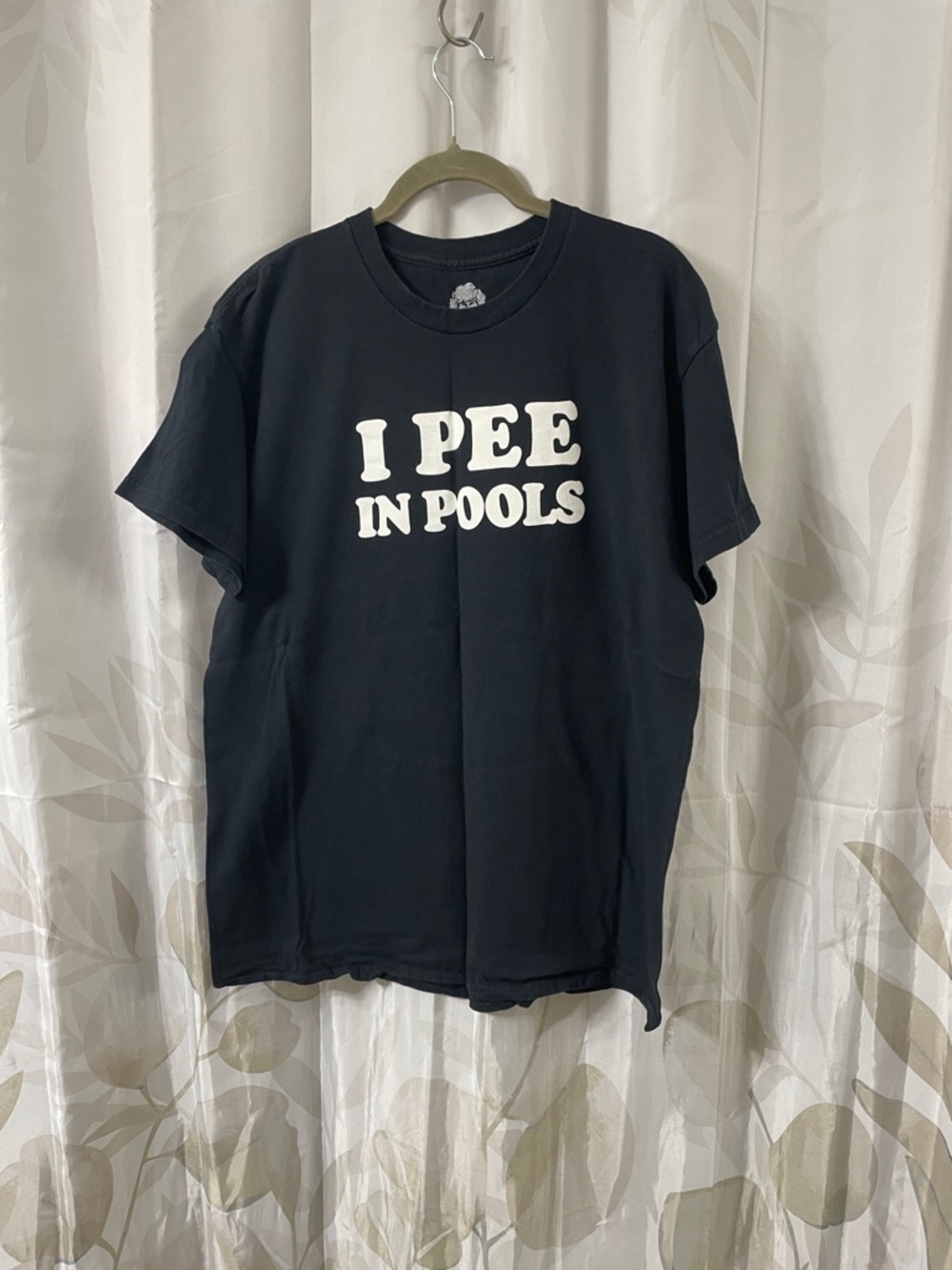 Graphic Tee "I PEE IN POOLS" - Black with White Print